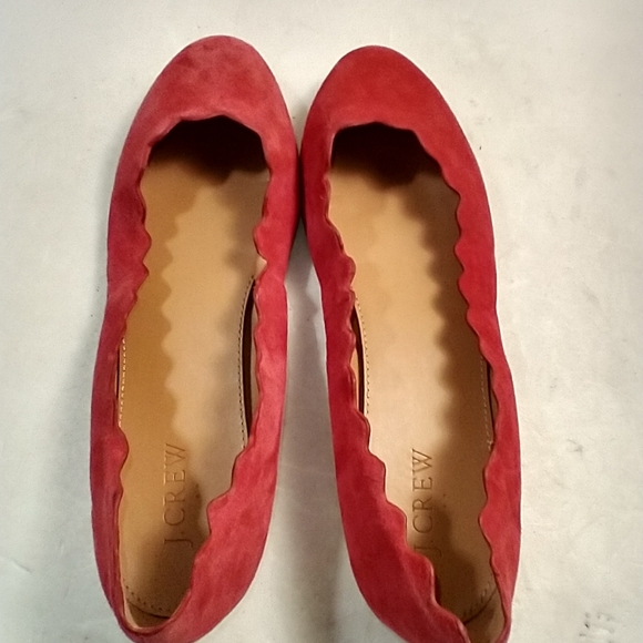 J Crew Scalloped Suede Ballet Flats Shoes Women's sz 8.5. - Picture 7 of 9